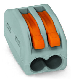 WAGO Compact 2 Way Connector Terminal Block Grey and Orange (Pack of 50)